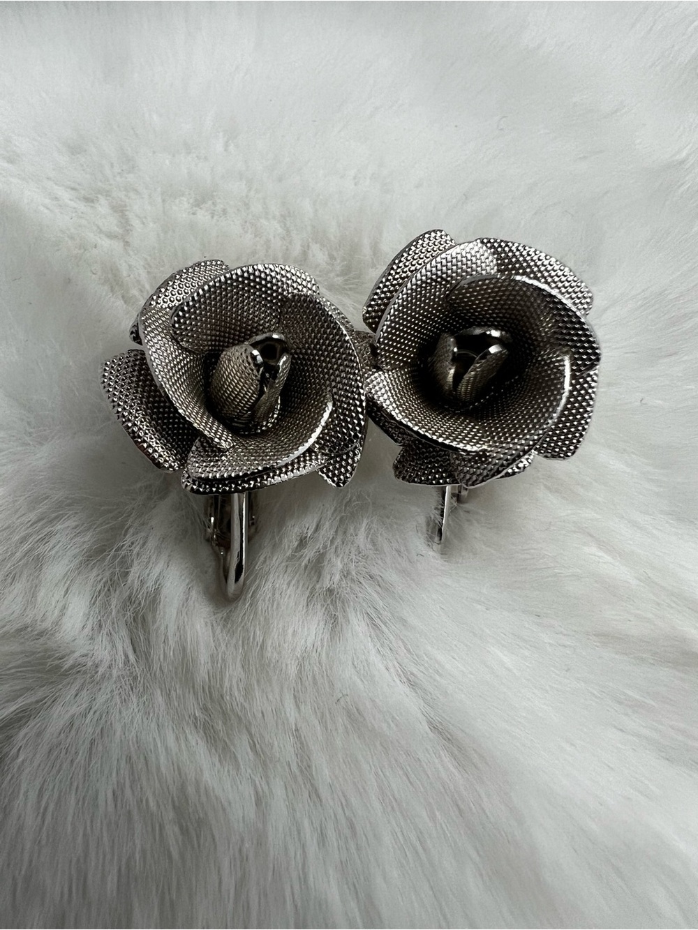 Vintage Coro Mesh Floral Clip On Earrings
